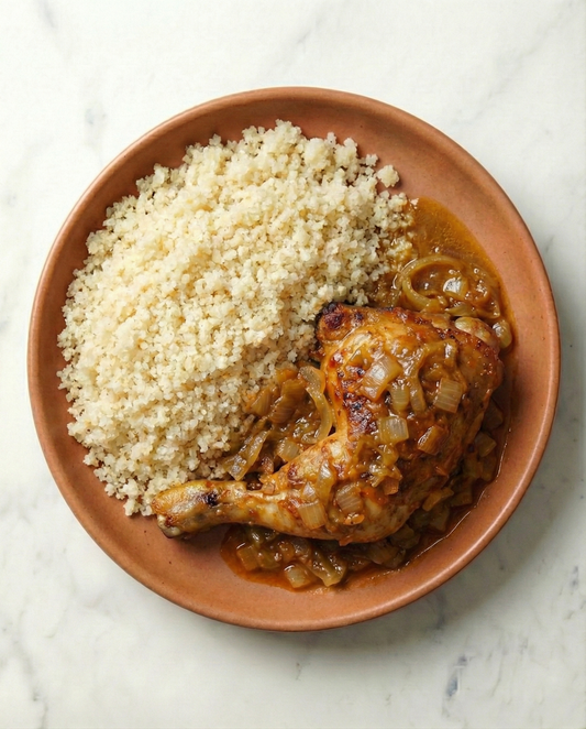 Attiéké de Pollo con Salsa Yassa
